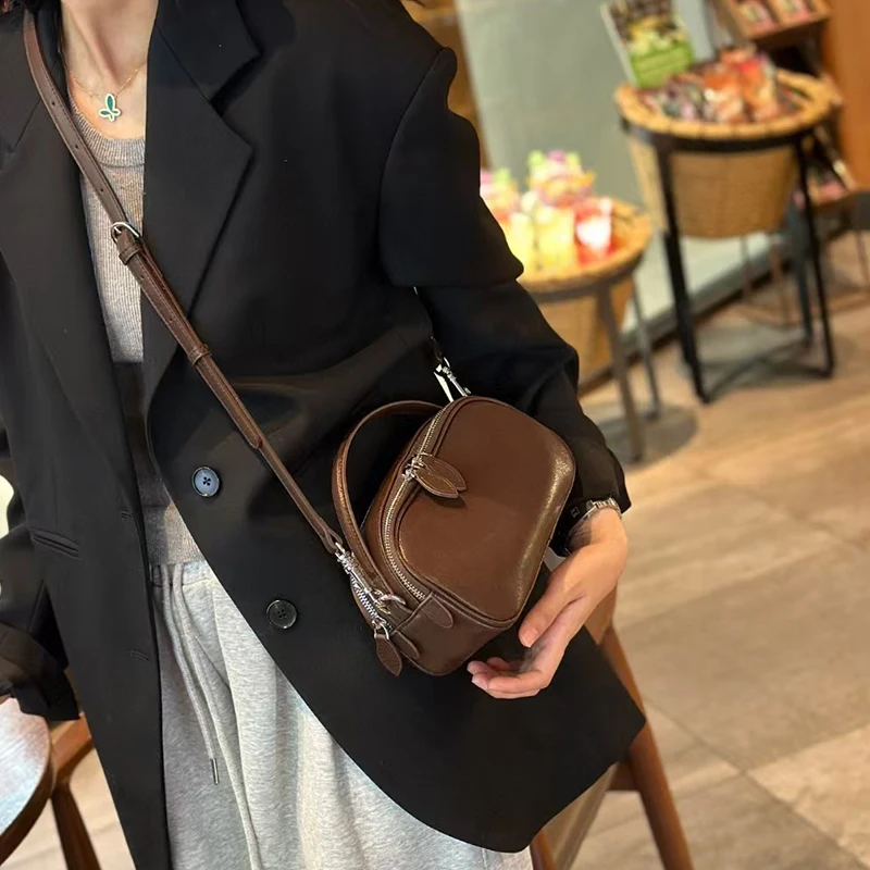 

Women's Cow Leather Vintage Shoulder Bag Ladies Retro Soft Cowhide Handbags Female Fashion Luxury Designer Crossbody Bags Girls