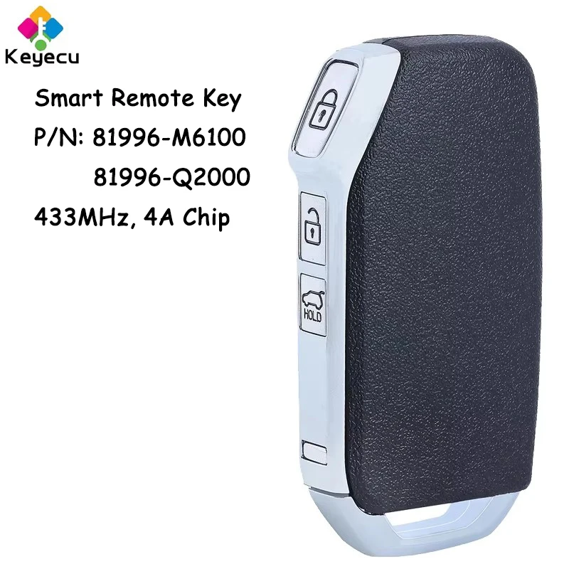 

KEYECU Smart Remote Car Key With 3 Buttons 433MHz 4A Chip for Kia Sportage K5 Forte After 2017 Fob P/N: 81996-M6100 81996-Q2000