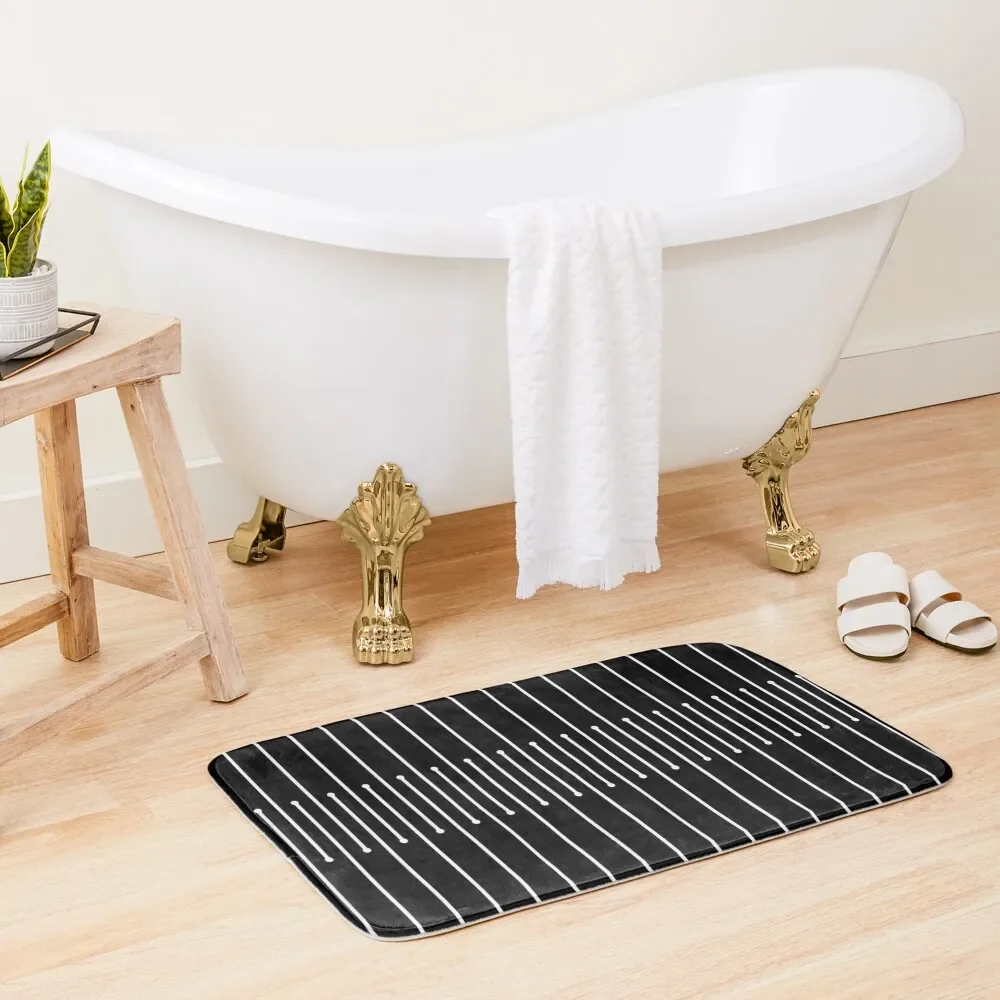 

Black and White Minimal Stripe Polka Dot Pattern Bath Mat Foot Bathroom House Interior Entrance Set For Bathroom Mat