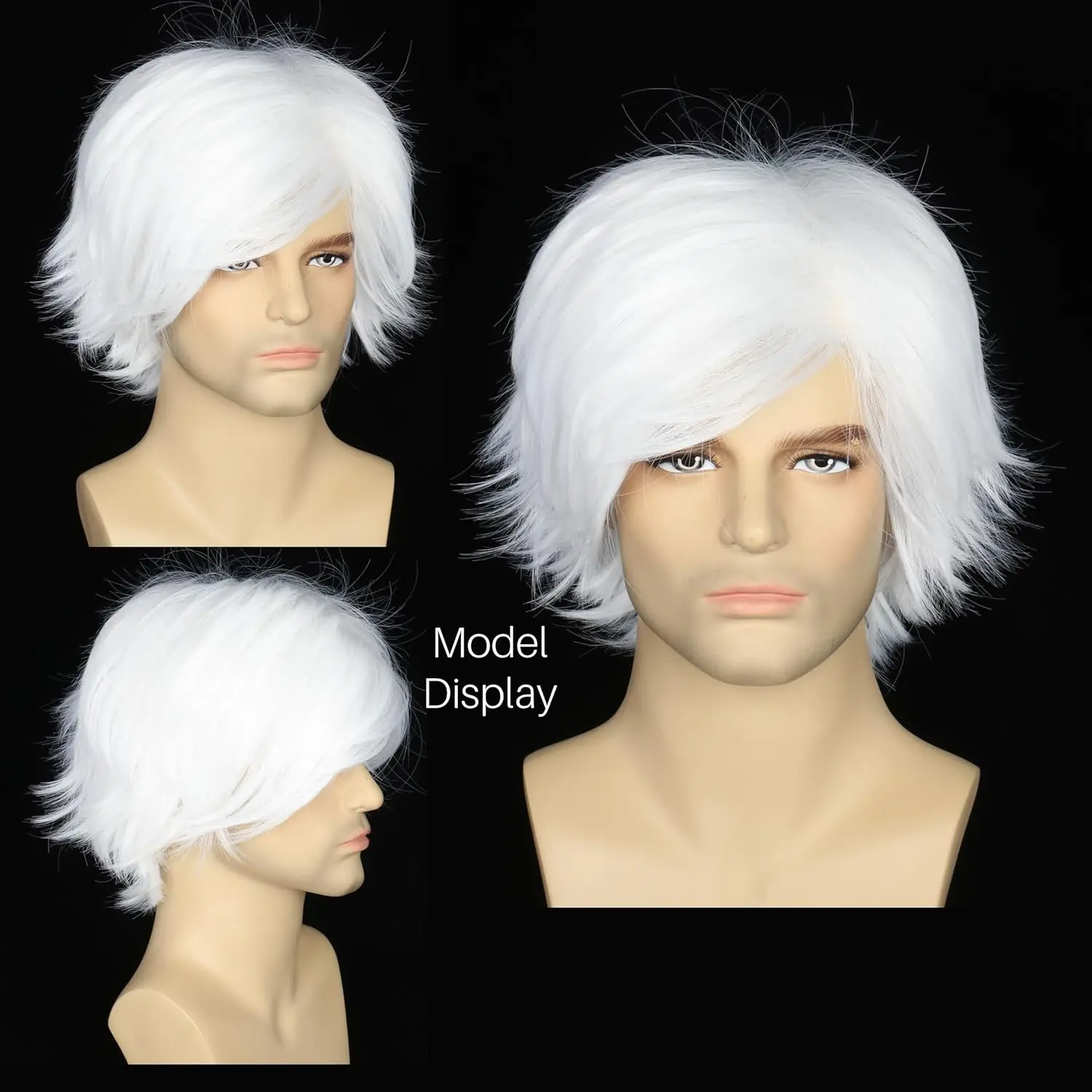 วิกผมคอสเพลย์อนิเมะ ผมยาว ผมสั้น ผมสังเคราะห์ สำหรับฮาโลวีน วิกผมสั้นตรงสีขาว สำหรับคอสเพลย์ฮาโลวีน ผู้ชาย ผู้หญิง