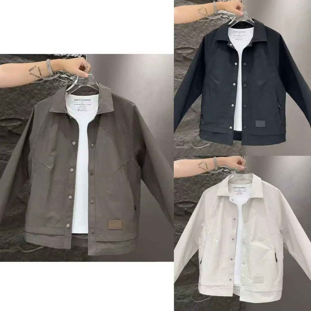 

Sli Pure Color Men's irt Jaet Casual Versatile Autumn New Arrival High-End Feeling l Sle Long Sve Inner Wear