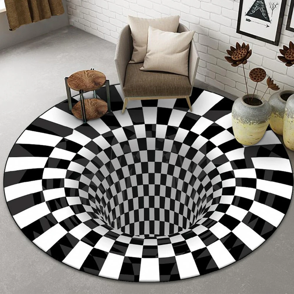 3D Trap Optical Illusion Area Rug - Vortex Illusion Indoor Carpet Floor Mat for Door Entrance, Bathroom, Stairs, playroom, Livin