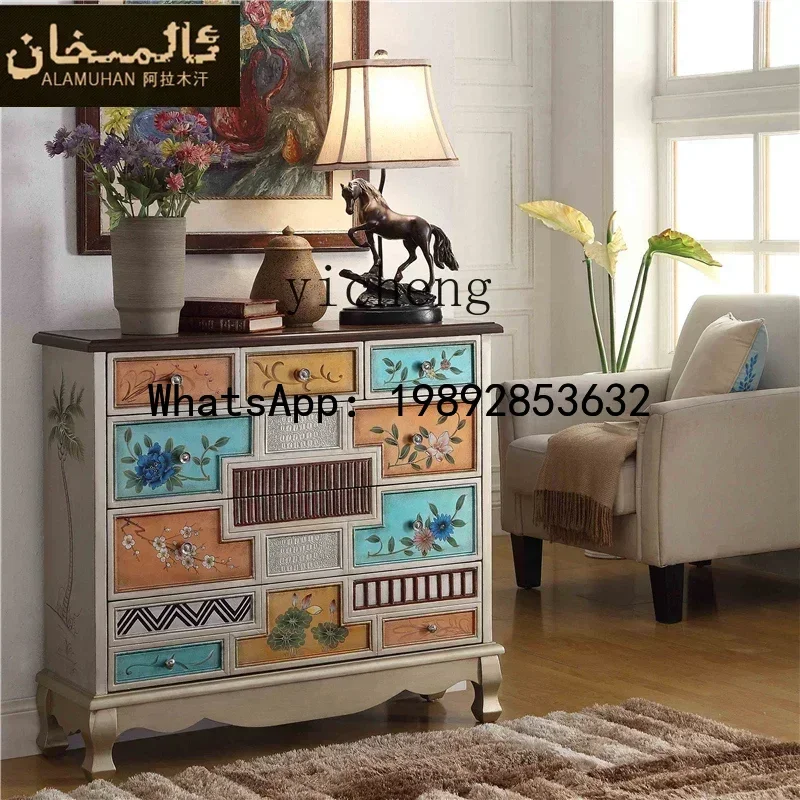 X1  Five Bucket Solid Wood Cabinets Locker Retro Bedroom Drawer Storage Cabinet