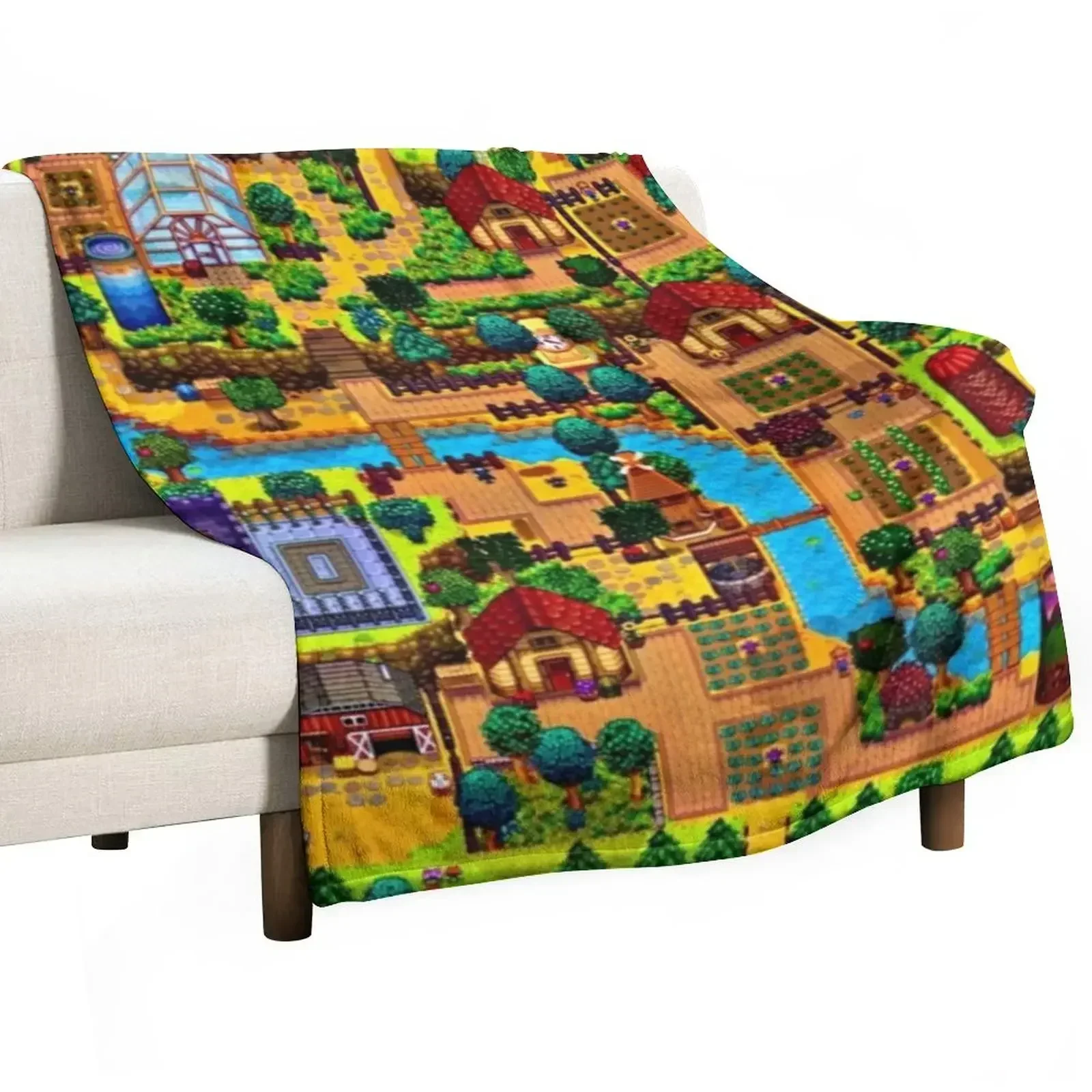 Stardew valley map Throw Blanket Bed cosplay anime Soft Beds Decorative Beds Blankets