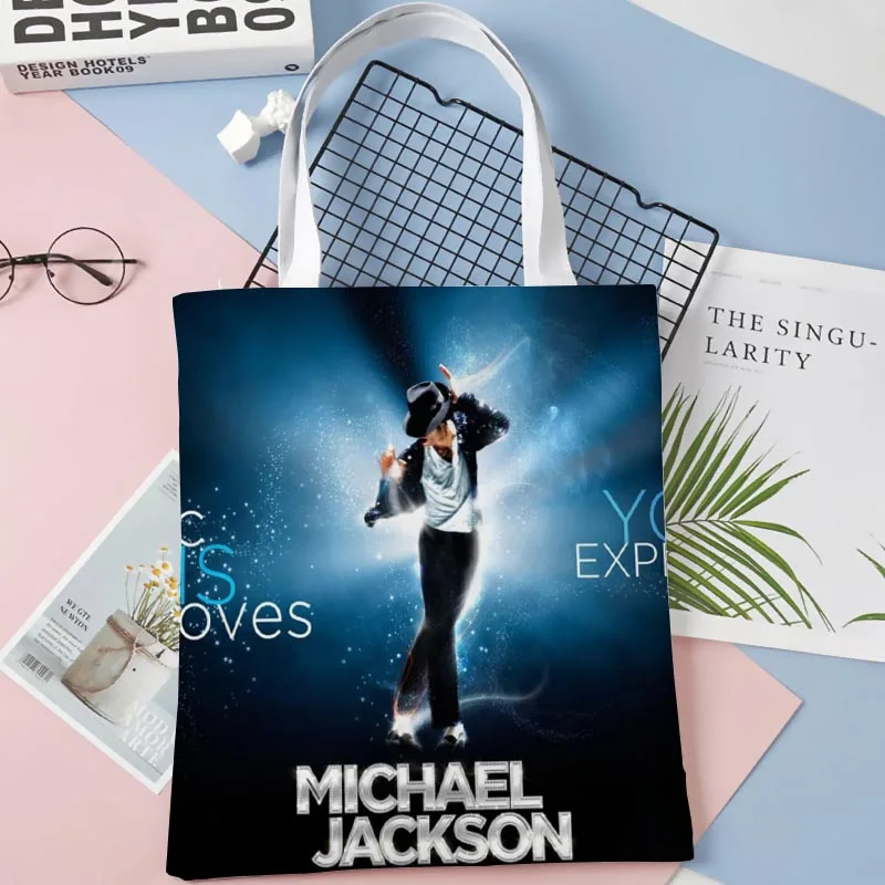 New Arrival Michael Jackson Bag Foldable Shopping Bag Reusable Eco Large Unisex Canvas Fabric Shoulder Bag Tote 0410