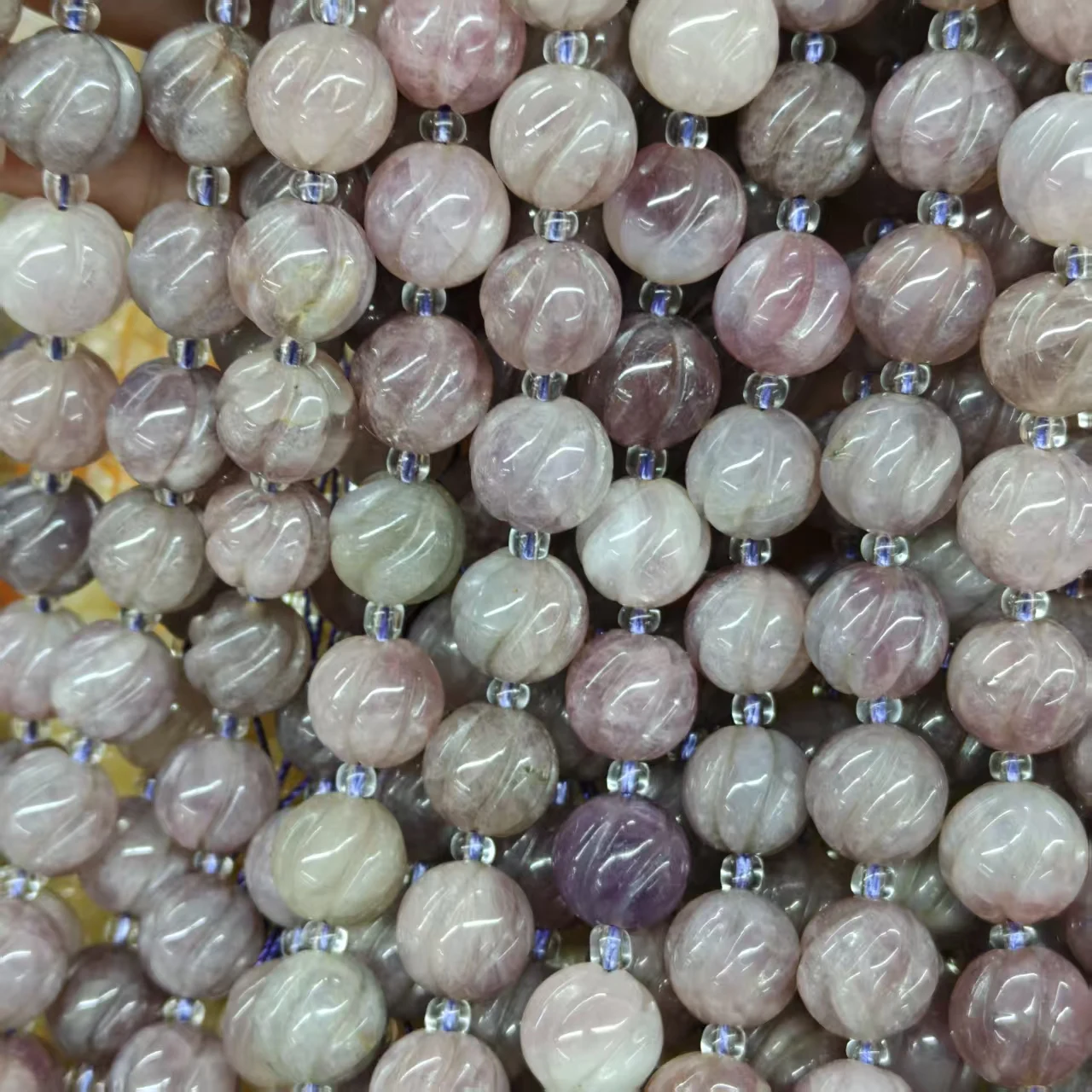 Natürliche AAA-Rotationskürbis-Perlen aus lila-rosa Rosenquarz, glatte, runde, lose Perlen für die Schmuckherstellung, Design-Armband, elastischer Schmuck – Detail 7