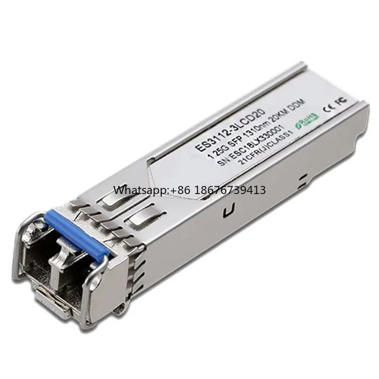 1.25g SFP 1310NM 20KM Gigabit LC Singlemode Duplex Fiber Module DDM Used for Fiber Optic Network FTTH 1GE Port for SM Fiber Type