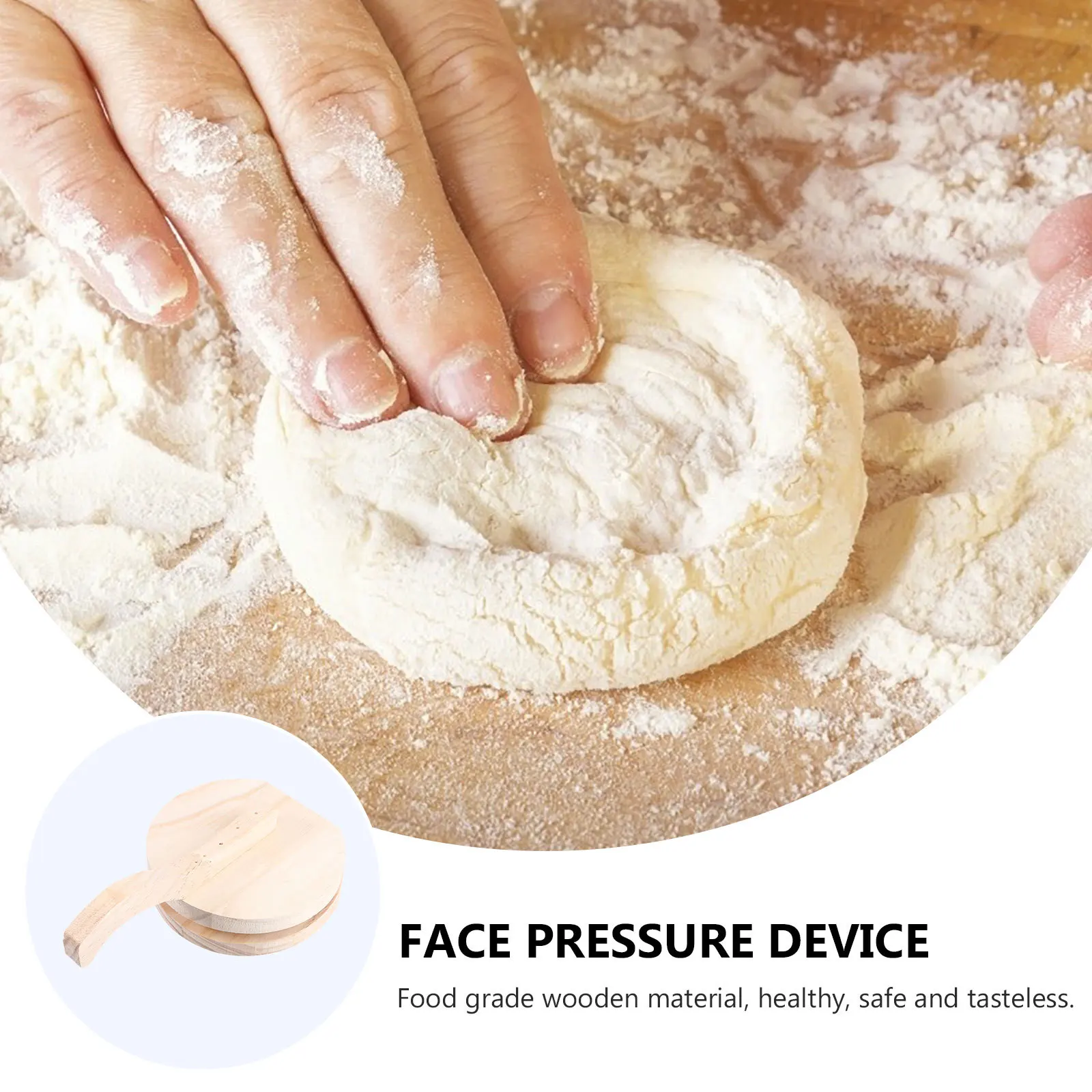 

Wooden Dumpling Wrapper Presser Khaki Practical Dumpling Pressing Tool Home Kitchen Dough Mold Safe Wooden Dough Presser