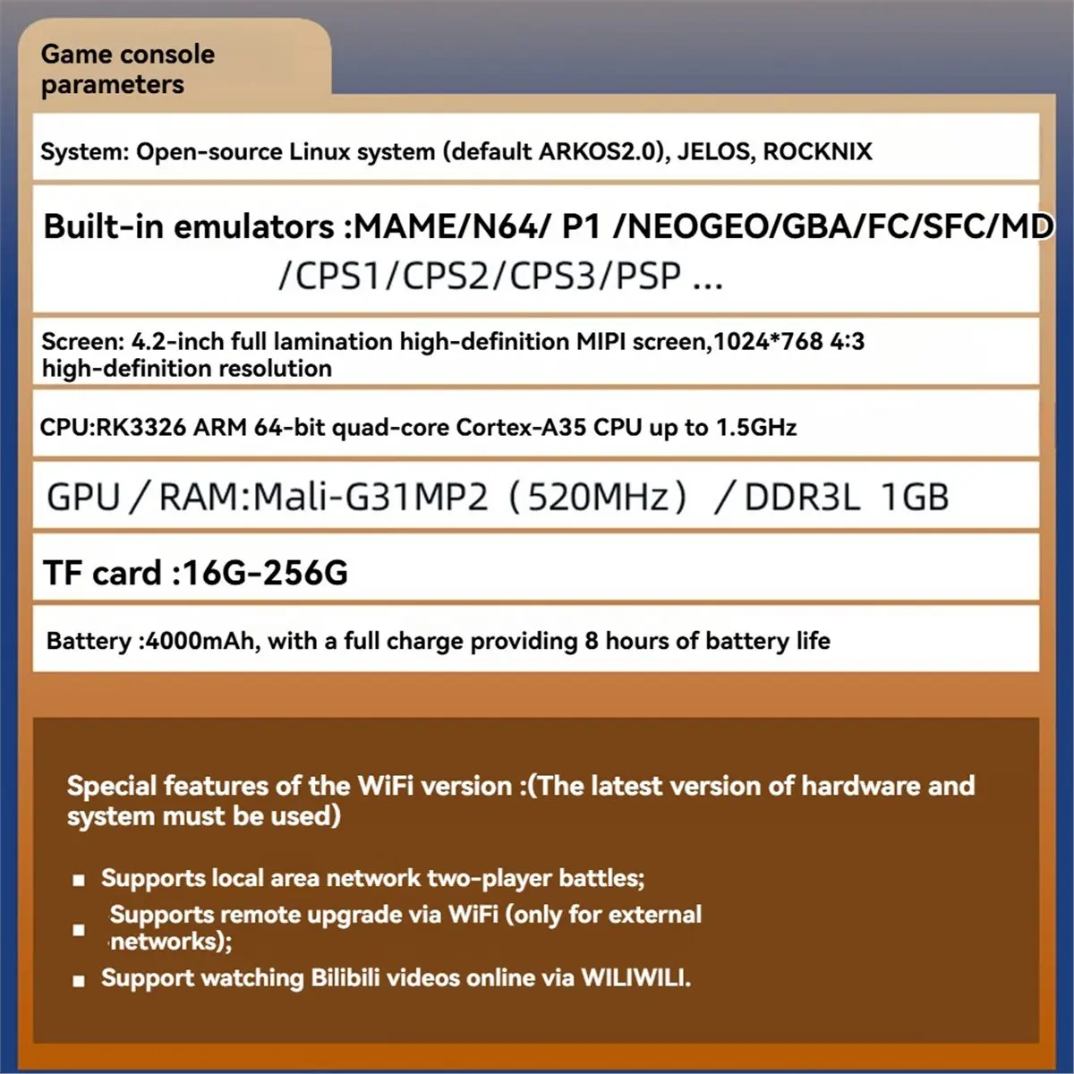 

R40XX Retro Handheld Video Game Console 64G 18000 Games 4.2inch Screen Linux OS WIFI Game Pad Supports 30+ Emulators B
