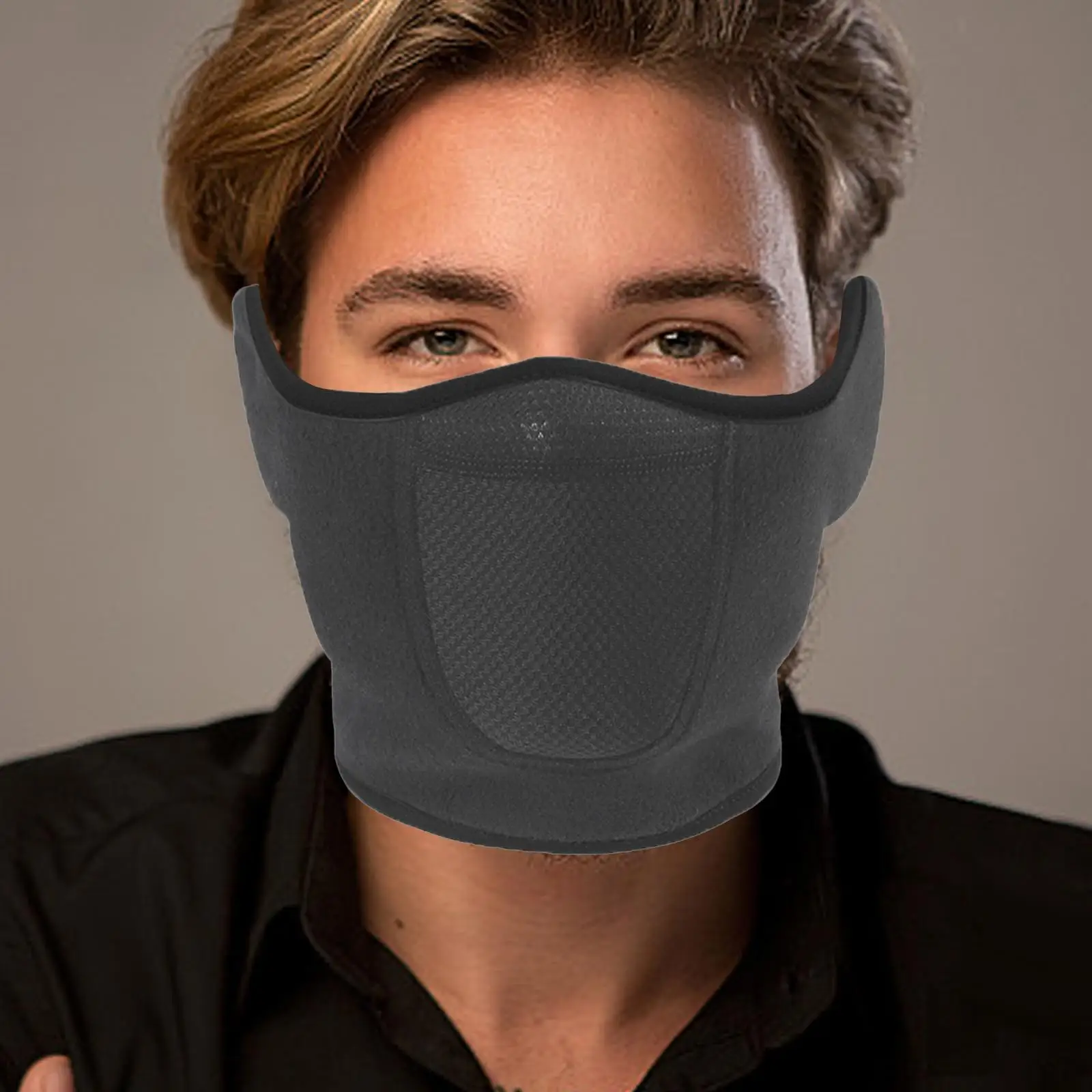 Maschera Mezza Faccia Regolabile e Traspirante in Poliestere, Calda e Antivento con Protezione per le Orecchie per Ciclismo, Sci, Escursionismo e Corsa