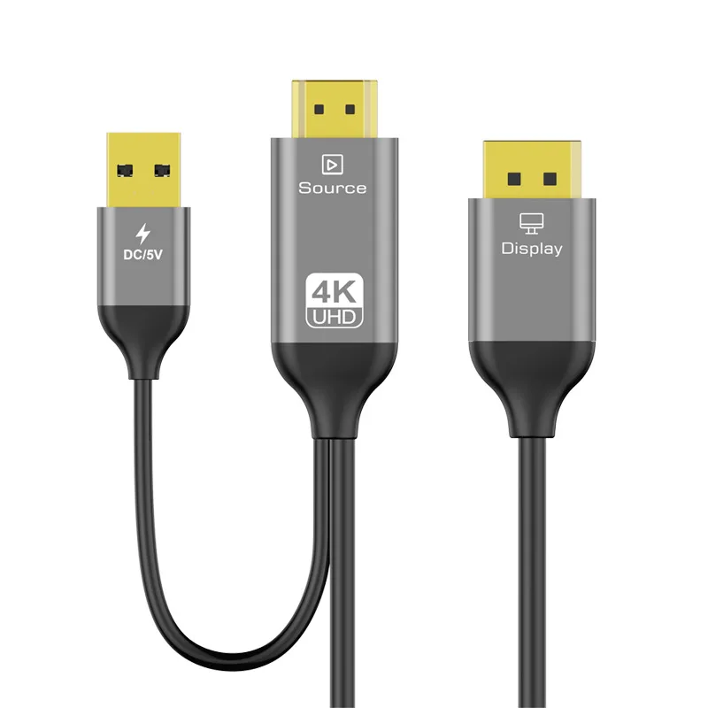 4K@60Hz HDMI to DisplayPort Cable 4K Uni-Directional HDMI to DP Adapter Converter Cord HDR18gbps(DSC) for PC Laptop PS5 Monitor
