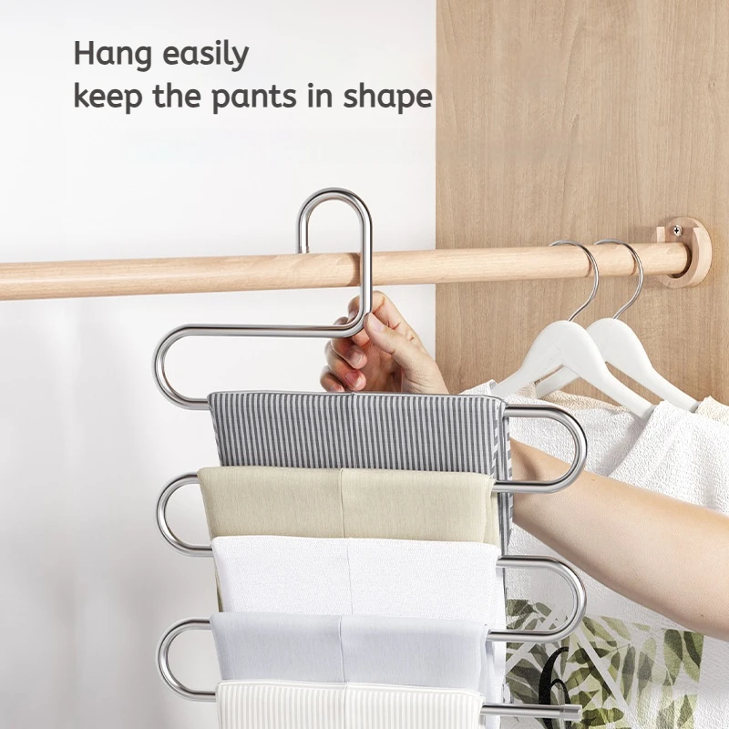 5 Layers Multi-functional Clothes Hangers Non-slip Pant Storage Rack Cloth Rack with Multiple Functions for Hanging and Storage