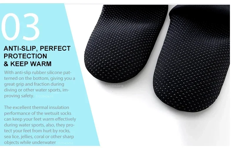 3 mm Neoprensocken, Neoprenanzug-Schuhe, rutschfeste Surf-Schwimmflossen-Socken, warme Strandstiefel zum Schnorcheln, Tauchen, Wassersport – Detail 8