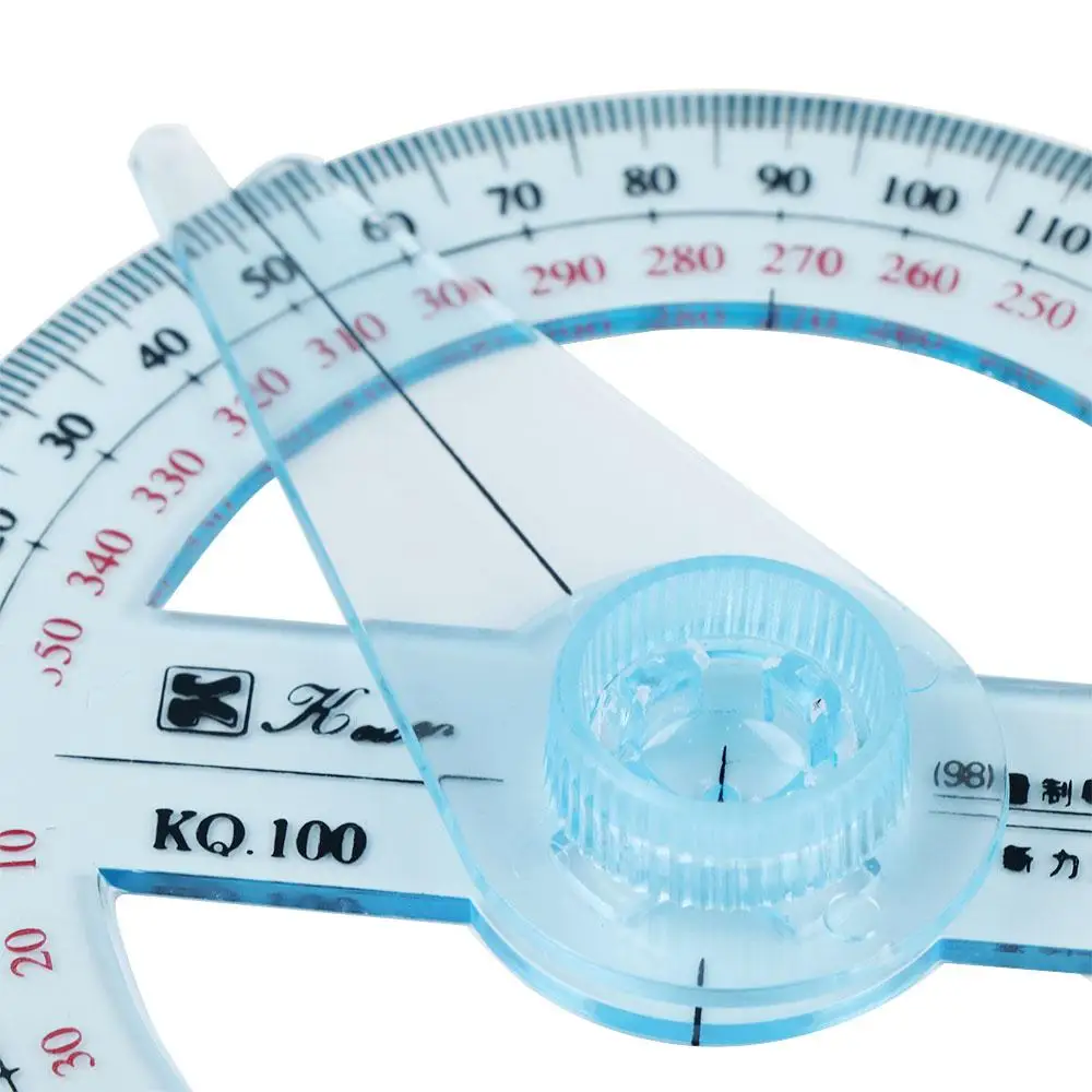 Portable Transparent Office 360 Degree School Measuring Tool Protractor Pointer Ruler