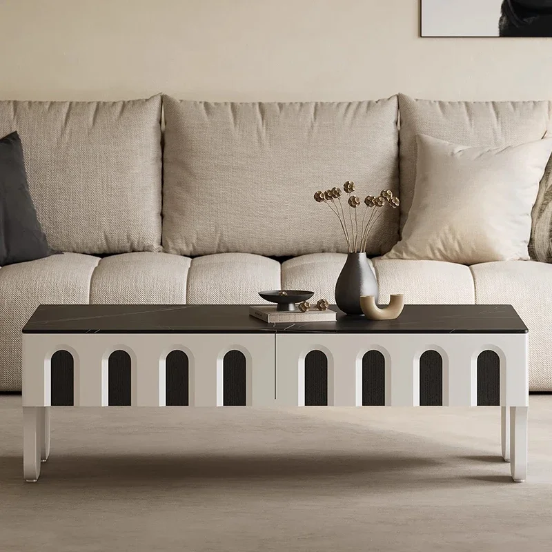 Mesa de Café Designer Nórdica para Sala de Estar, Mesa de Café Moderna em Madeira Italiana, Estética e com Armazenamento, Mobiliário Pós-Moderno