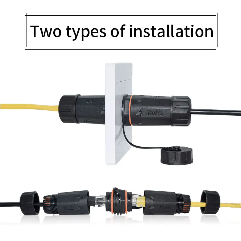 YXY RJ45 CAT6/CAT6A Cổng Kết Nối IP68 Chống Nước Bụi Bảo Vệ 500MHZ Tỷ Lệ Lá Chắn Mạng Cắm Thẳng Cho Ngoài Trời