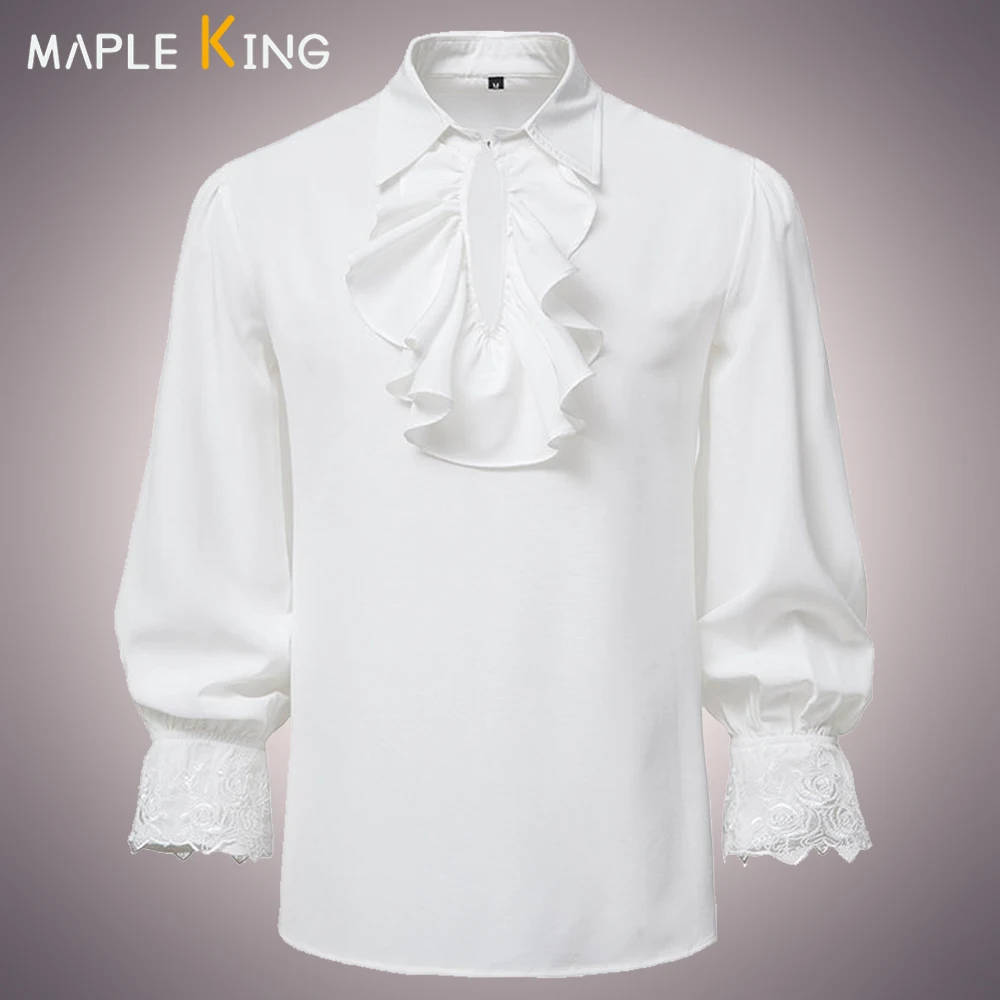 Men's Gothic Shirt Ruffles Medieval Clothing Party Dress Halloween Costume Blouses for Men Steampunk Victoriano Hombre Shirts