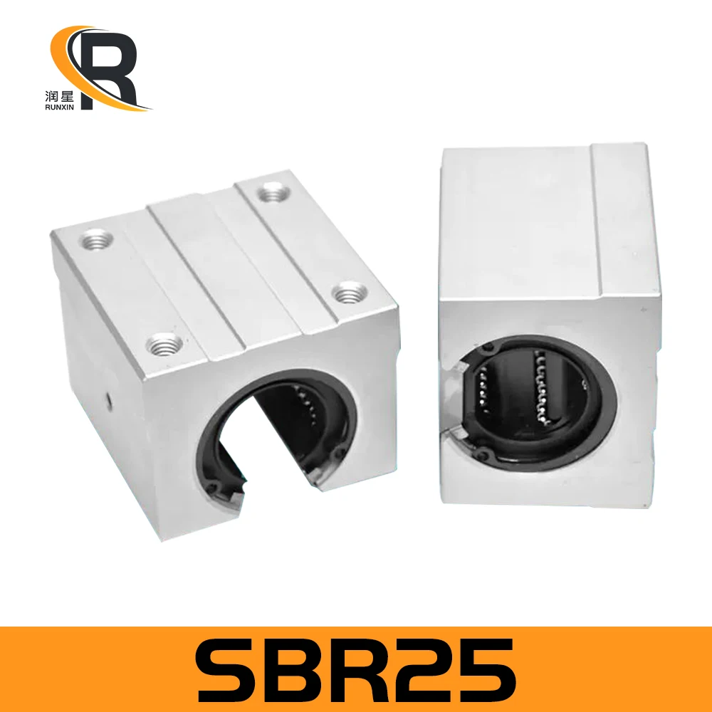 RXTNC 1 piece SBR25UU Linear Ball Bearing Block 25mm Linear Slider For CNC Router SBR Linear Guide Rail Standard Parts Open Type