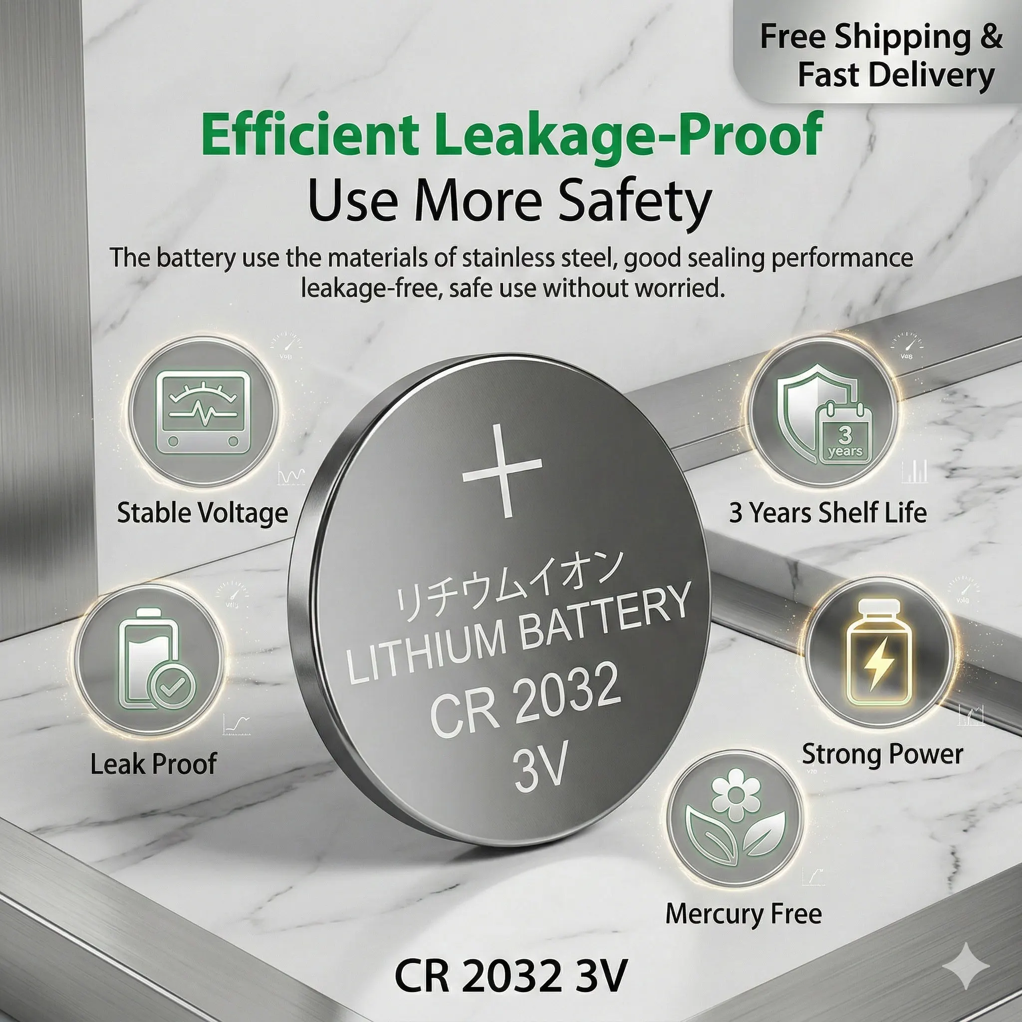 CR2032 3V Lithium Button Battery 25/50 Pcs Long Lasting Power for Clock, Watch, Remote, Calculator, Toys