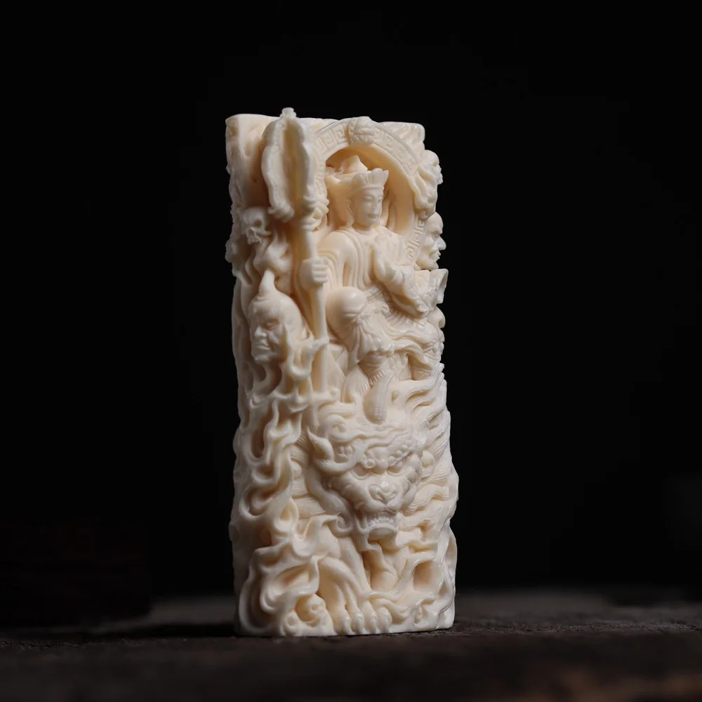Ivory Nut Carved Ksitigarbha Pendant Hand Piece Wenwan Car Hanging Decor Ornament Blessing Amulet Accessory