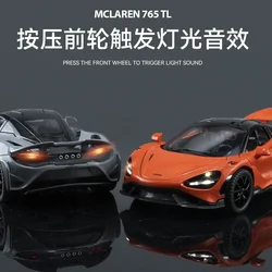 1:32 McLaren 765LT Sports Car High Simulation Diecast Metal Alloy Model Car Sound Light Pull Back Collection Kids Toy Gifts