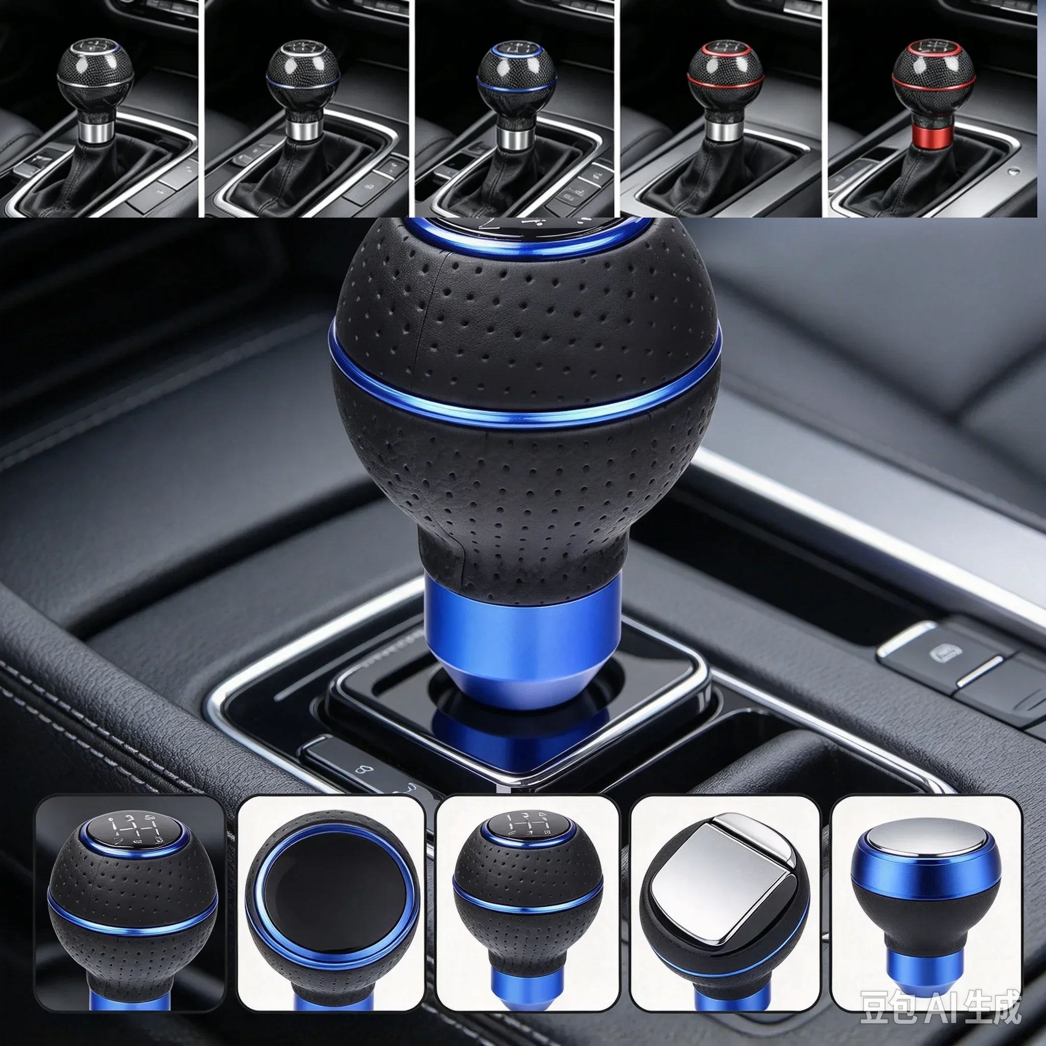 5 Speed Car Manual Leather Red/Black Stitch Gear Stick Shift Knob Shifter Lever Pen Replacement Gearstick Interior Part