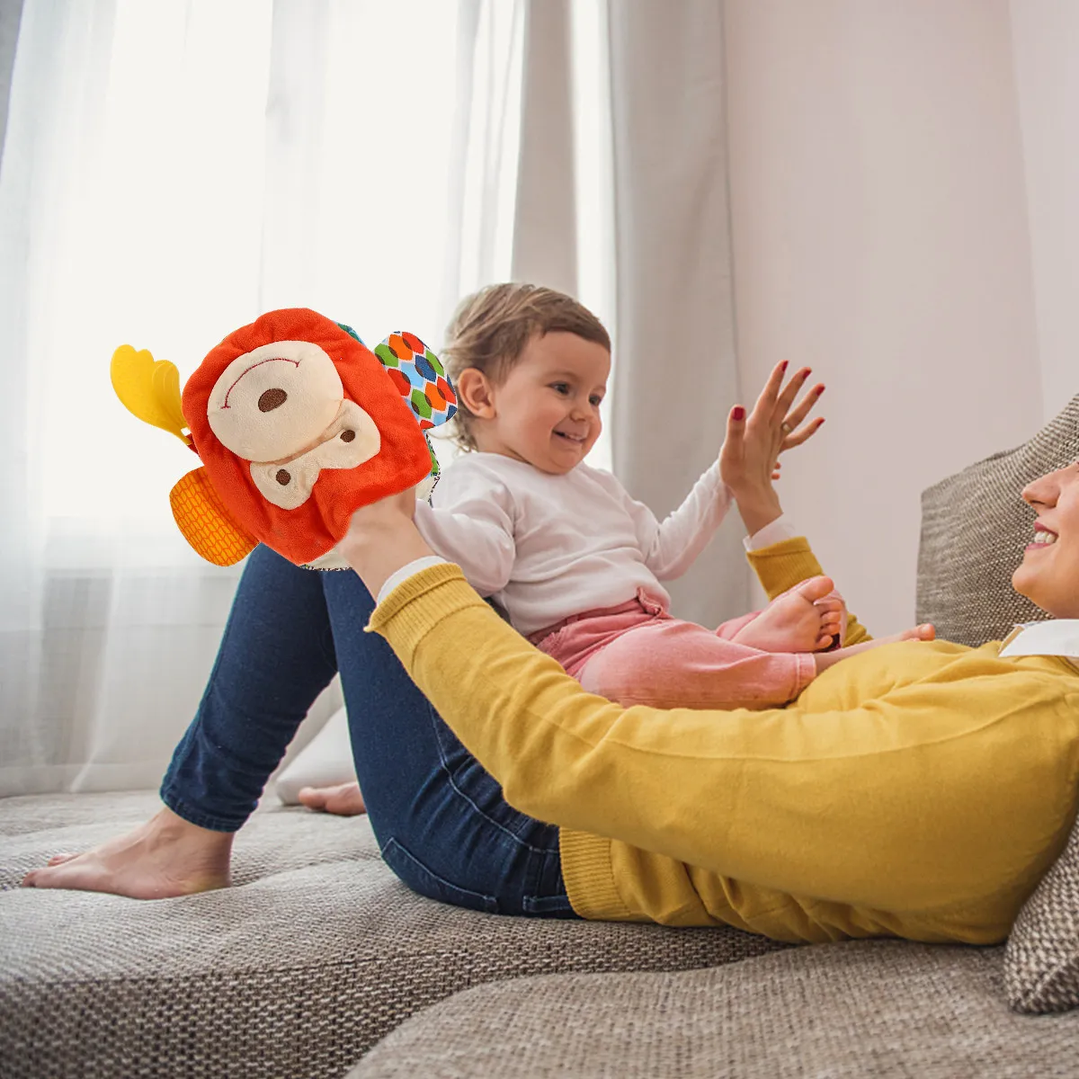 Monkey Hand Puppet Multi-Function Cloth Book for Kids Educational Interactive Storytelling Animal Pacifying Tool Sensory