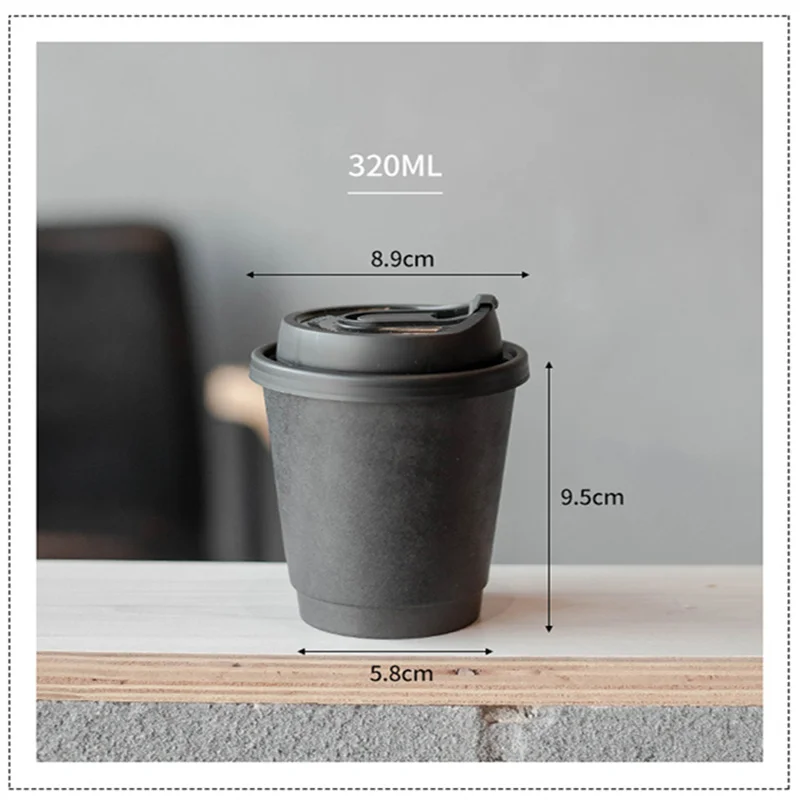 LBSISI Life-Disposable Double Black Coffee Hollow Paper Cup 90 Caliber Hot American Latte Milk Tea, Hot Drink Takeaway Cup 50Pcs