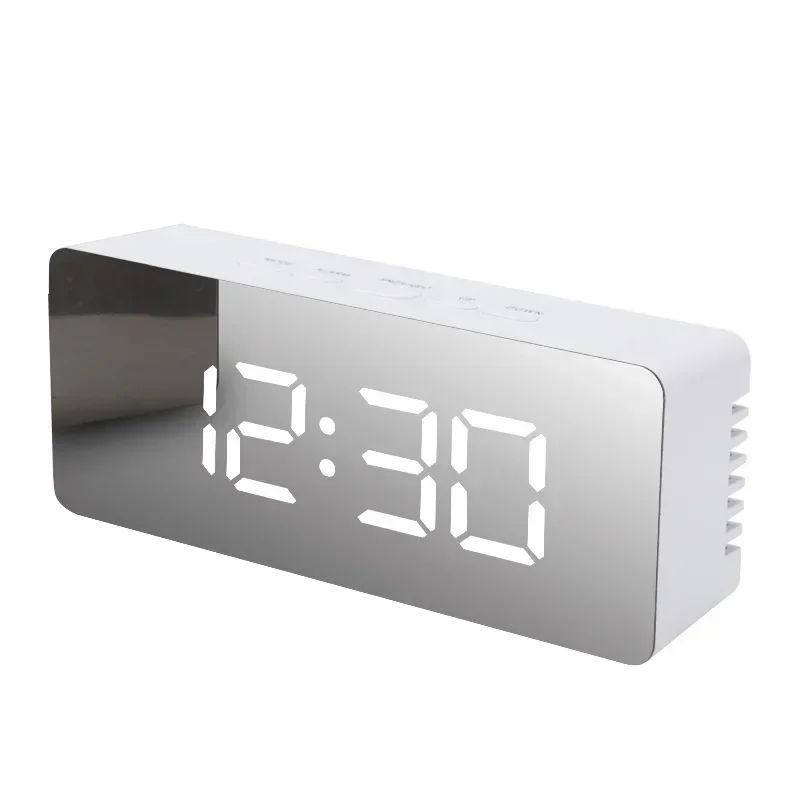 LED Mirror Alarm Clock Digital Clock Snooze Time Electronic Large Time Temperature Display Night Mode Home Decoration Clock