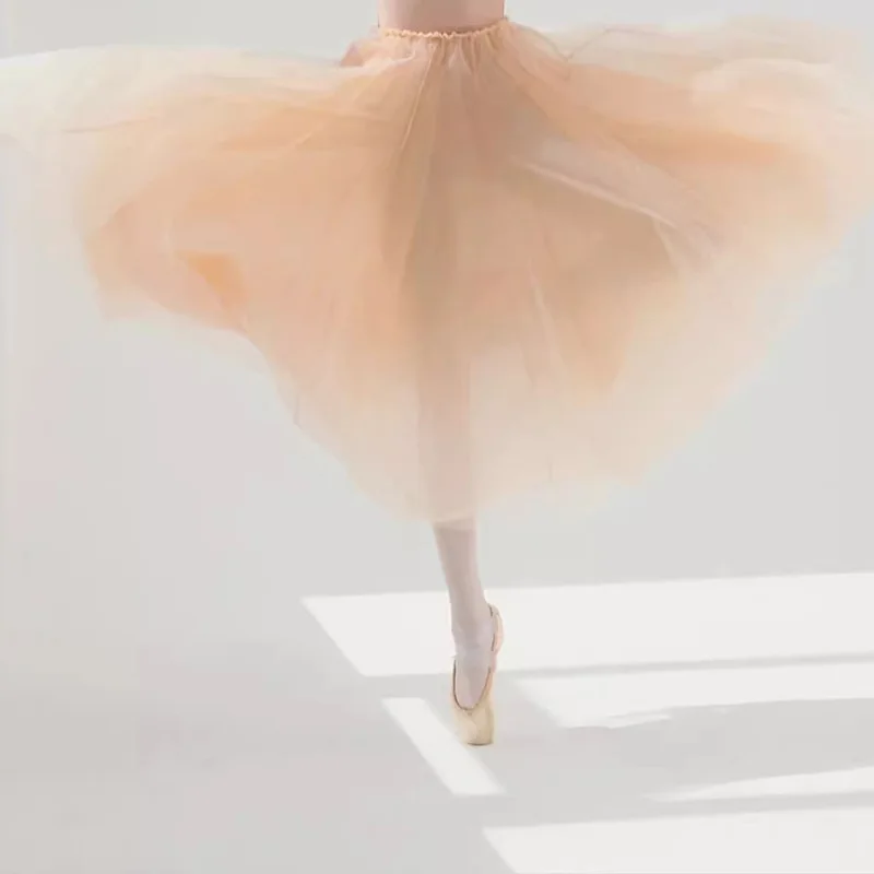 

Ballet Body Suit Air Yoga Suit One-piece GymnasticsDance Practice Elegant Mesh Fluffy Skirt