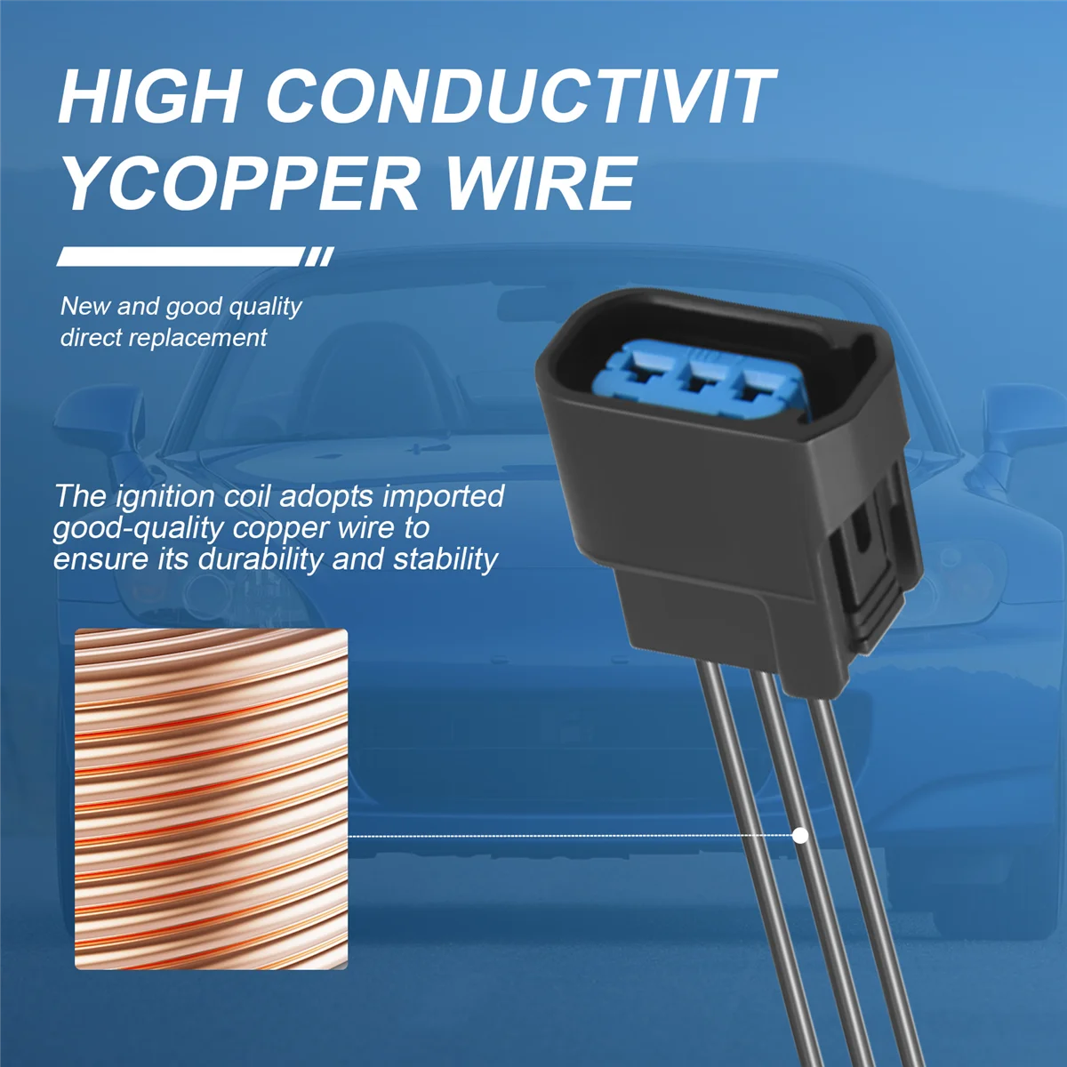 Classic 4Pcs Ignition Coil Harness Connector Wiring Fits for Honda Accord Odyssey Pilot Ridgeline CR-V Civic