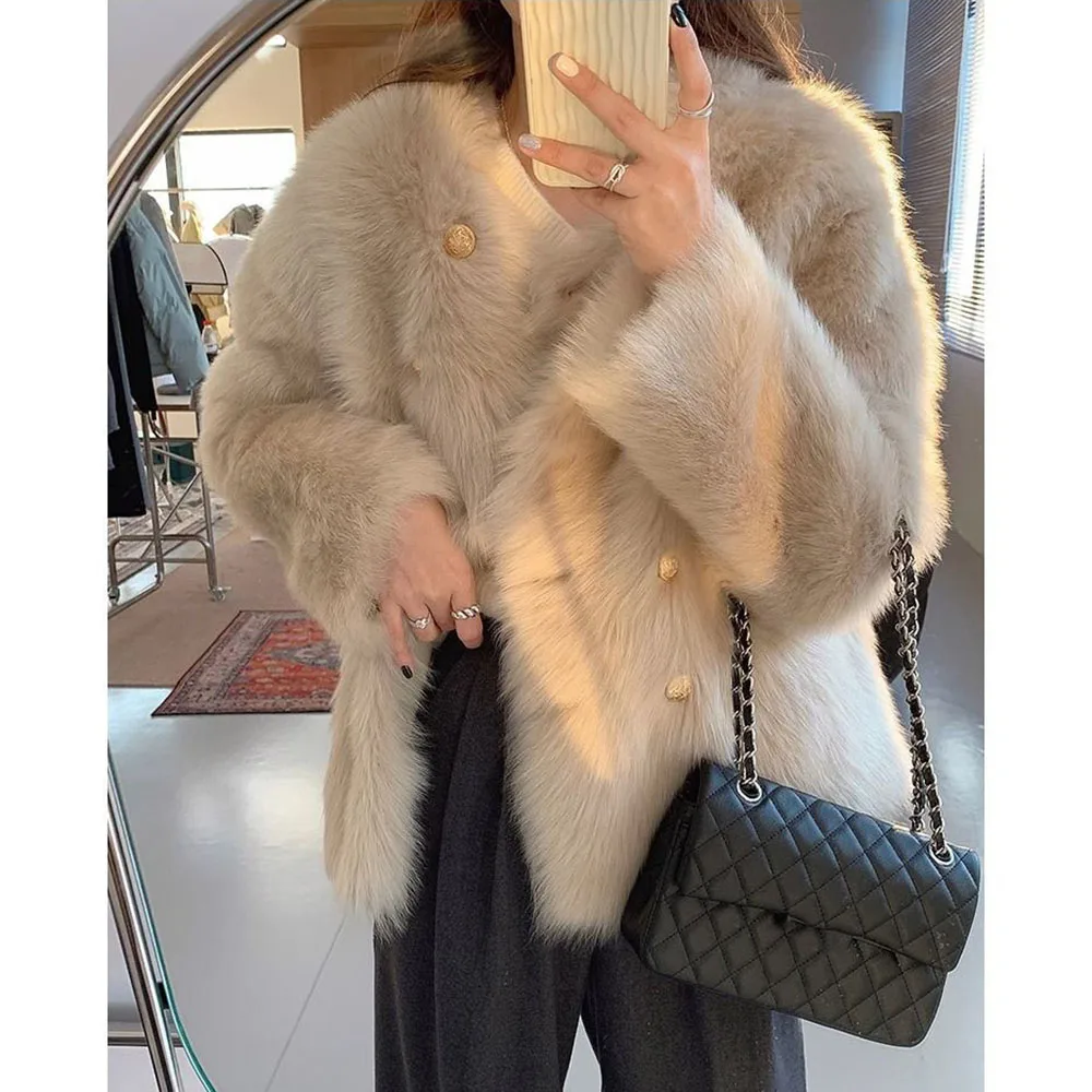 Imitation Fur Coat For Women Autumn Winter Loose Thick Plush Warm Fur Jacket Female Casual Short Smale Fragrant Style Outwear