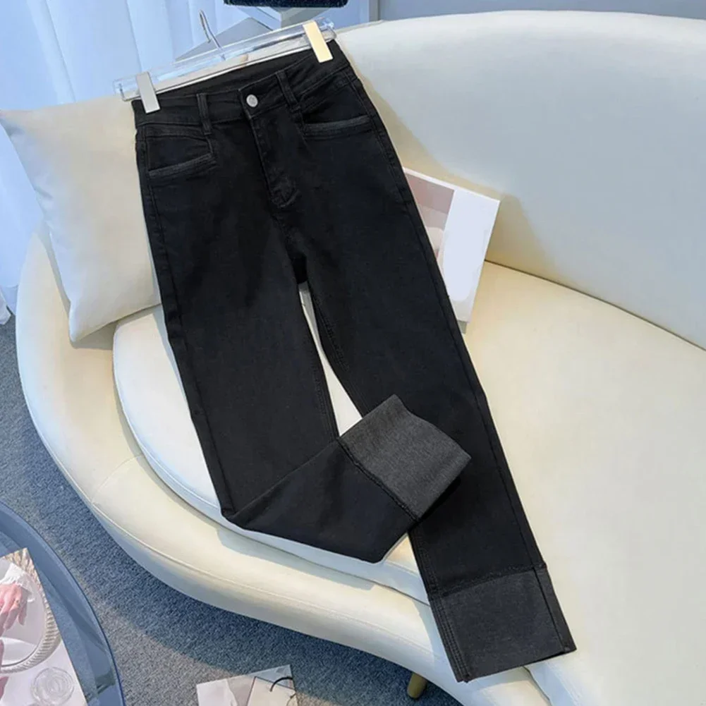 Abbigliamento da club Abiti da vacanza Pantaloni blu a vita alta blu Streetwear casual per donna Lunghezza abbigliamento casual regolare