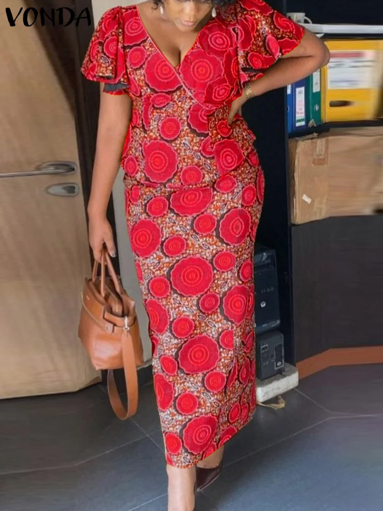 

Костюм VONDA женский с коротким рукавом, V-образным вырезом и длинной юбкой