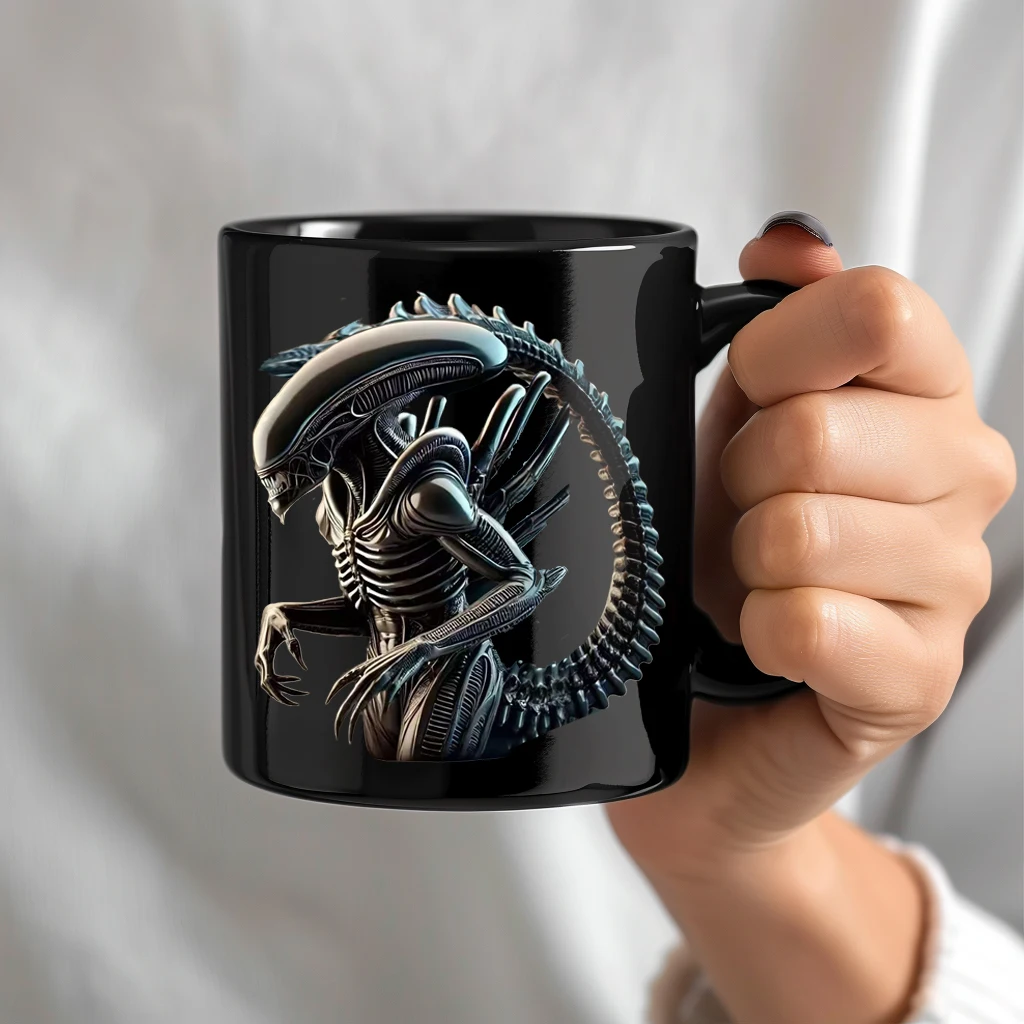 Alien Pattern 325ml Ceramic Mug - Microwave Safe - Unique Sci-Fi Design - Gift for Sci-Fi Fans