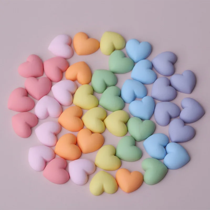 20Pcs/lot Kawaii Cute Love Heart Flat Back Resin Cabochons for DIY Jewelry Making Girls Kids Hair Clips Decoration Accessories