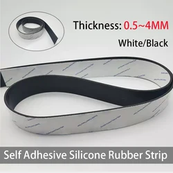 4 Slices Black Self Adhesive Silicone Rubber Strip Pad Non-slip Shock-Absorbing Rubber Pad Thickness 0.5/1.5/2/3/4mm