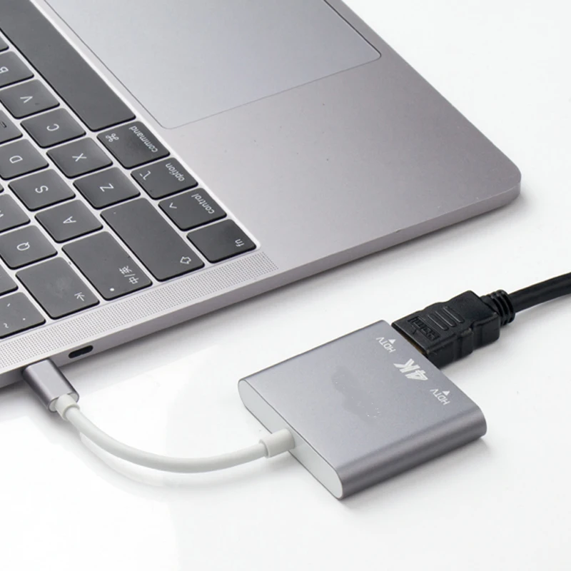 محول من النوع C إلى HDMI متوافق مع شاشة مشاركة الفاصل محول تمديد كابل محطة إرساء مشاركة التبديل USB-C HUB 4K