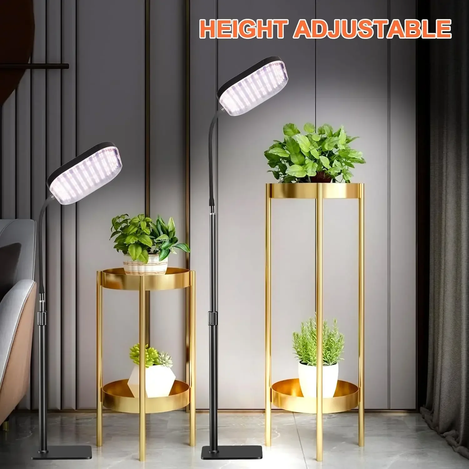

Plant Growing Lamp Height Adjustable with Stand Full Spectrum 4/8/12H Auto Timer Grow Lights for Indoor Plants 336 LEDs Floor