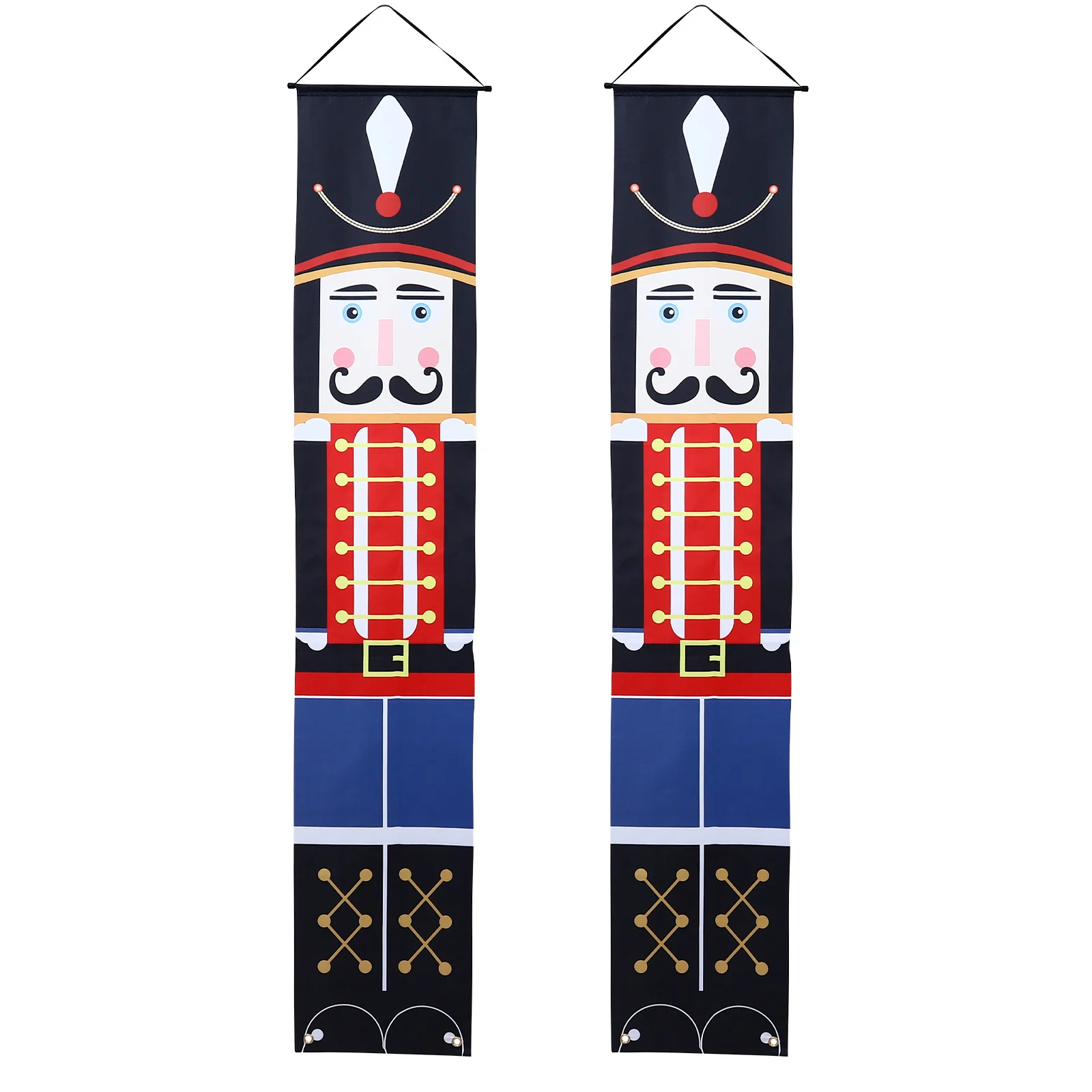 

1 Pair Christmas Porch Banners Walnut Soldier Door Hanging Couplet Printed Festival Decoration For Home Party Xmas Decor Door