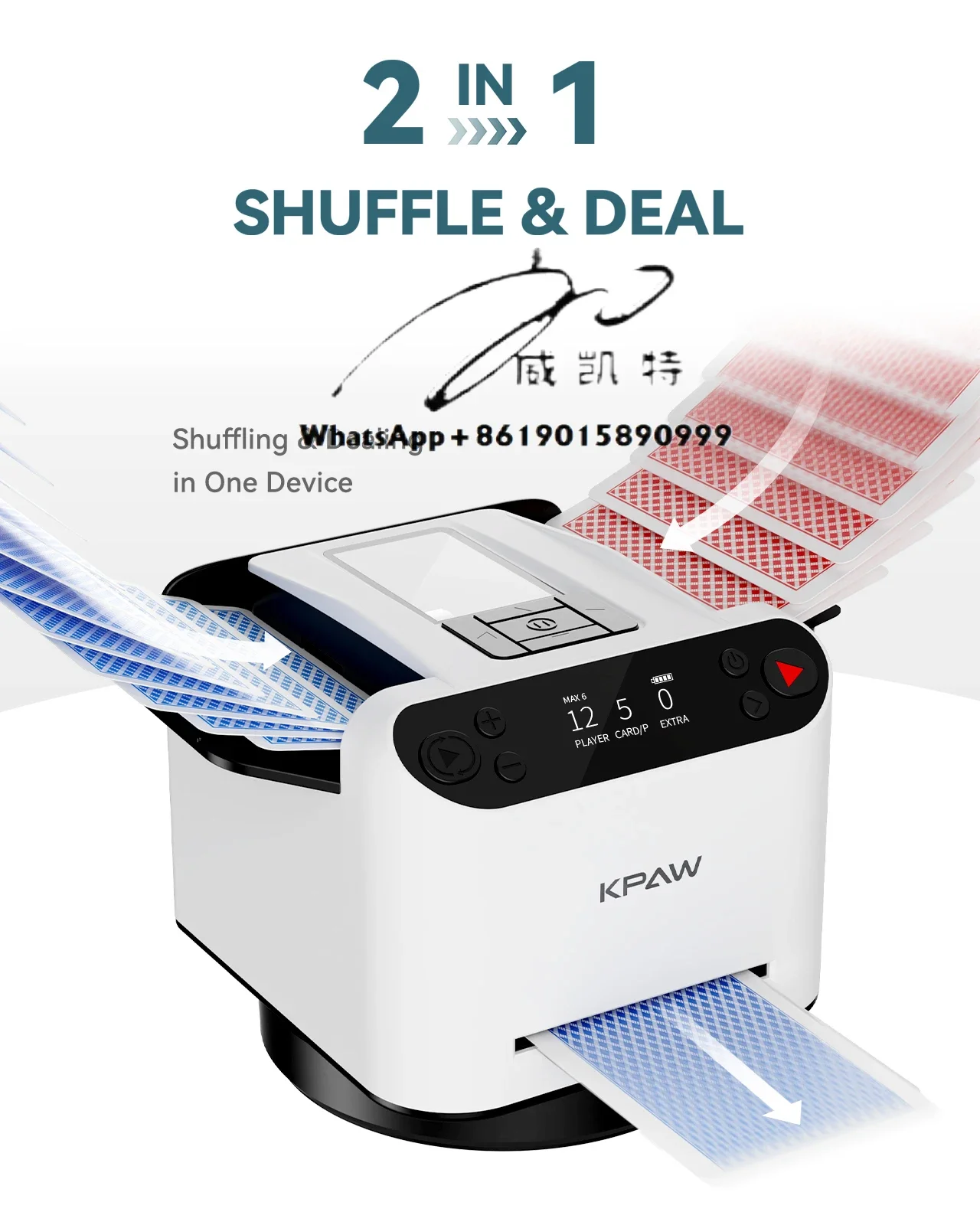 Kpaw 2 Decks Card shuffling machine factory 360°Rotating Poker Night Automatic Card shuffler and Dealer with Wireless Remotes