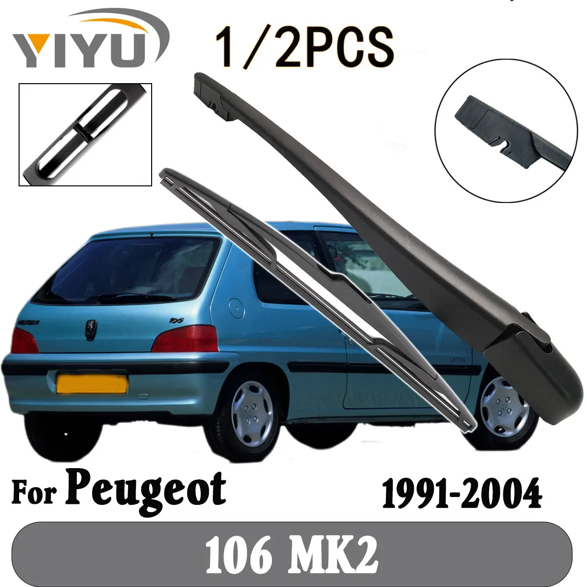 

1/2PCS Rear Wiper Blade Wiper Arm Windshield Windscreen Clean Tailgate Window Car Rain Brush For Peugeot 106 MK2 1991-2004