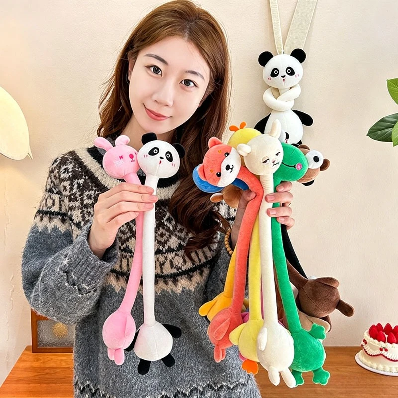 Funny Adjustable Long Neck Animal Plush Soft Bag Charm Pendant Gift Backpack Decoration Cute Stuffed Toy for Women Girls Plushie