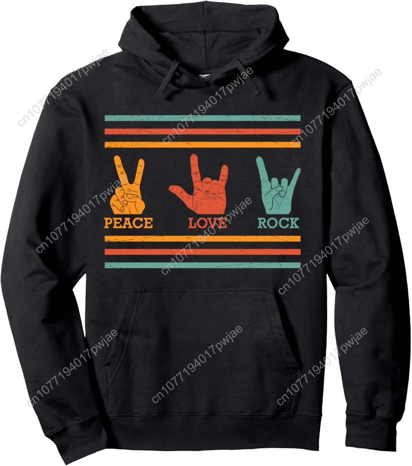 

Peace Love Rock Vintage Classic Concert Band Music Men Women Pullover Hoodie