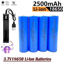 New Original 18650 Battery 3.7V 2500mAh High Capacity Li-ion Rechargeable Batteries for Scooter Gas Vehicles Bicycles LED Lights