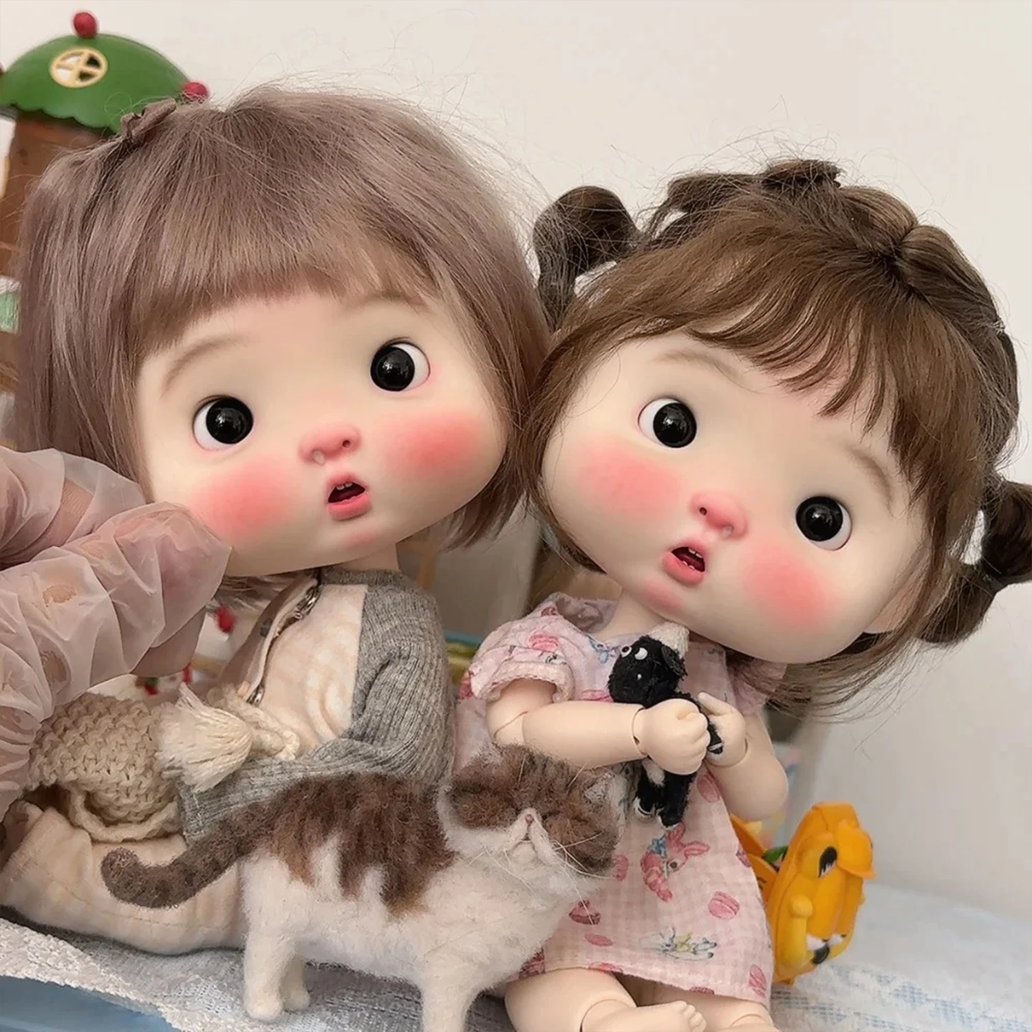 الطلب المسبق Kawaii Ponyo أنيمي 1/8 BJD دمية السمين الوجه Dopey لطيف التعبير كبير رئيس نحت الراتنج الفن الشكل غير ملابس
