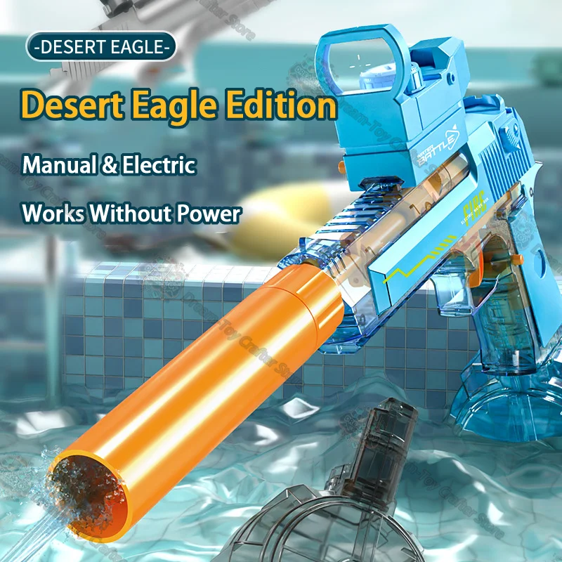 Elektrisch Desert Eagle Waterpistool Speelgoed voor kinderen Automatische Blaster Handpomp Actie Outdoor Soaker Strand Spelen Splash Schieten
