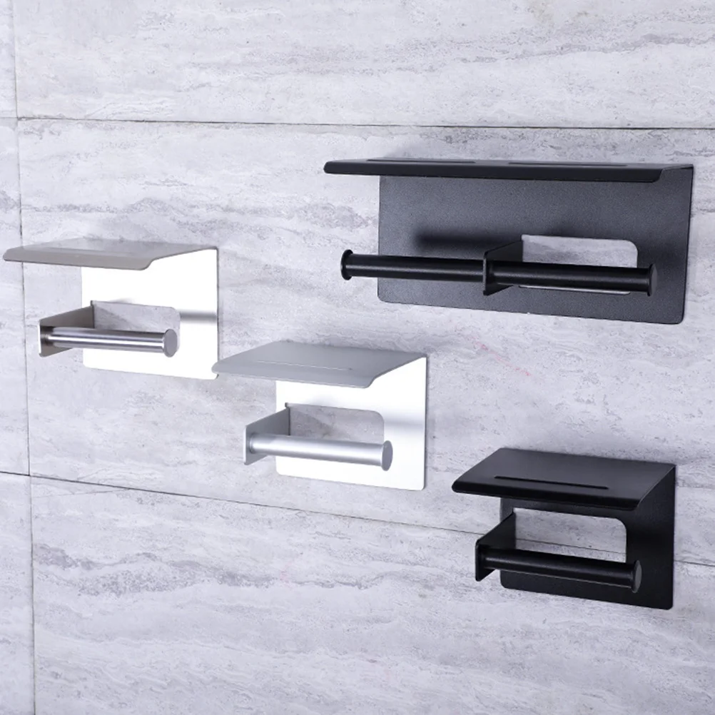 

Heavy Duty Metal Wall Mount Tissue Holder With Storage Shelf For Bathroom Toilet Paper Organizer Paper Storage Rack