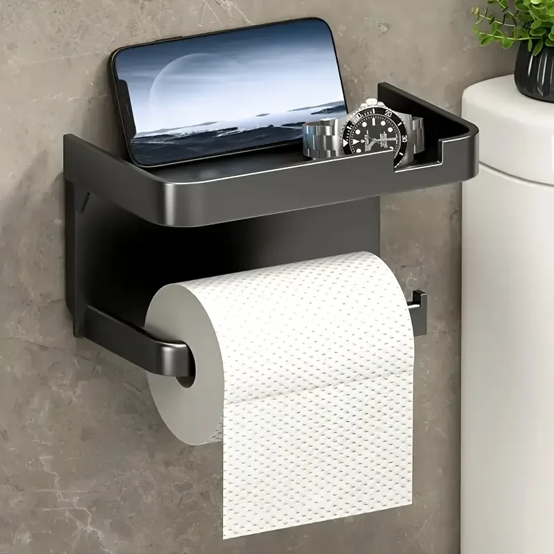 

Toilet Paper Holder Plastic Storage Rack Wall Mounted Kitchen Towel Placement Seasoning Bottles Bathroom Paper Phone Storage