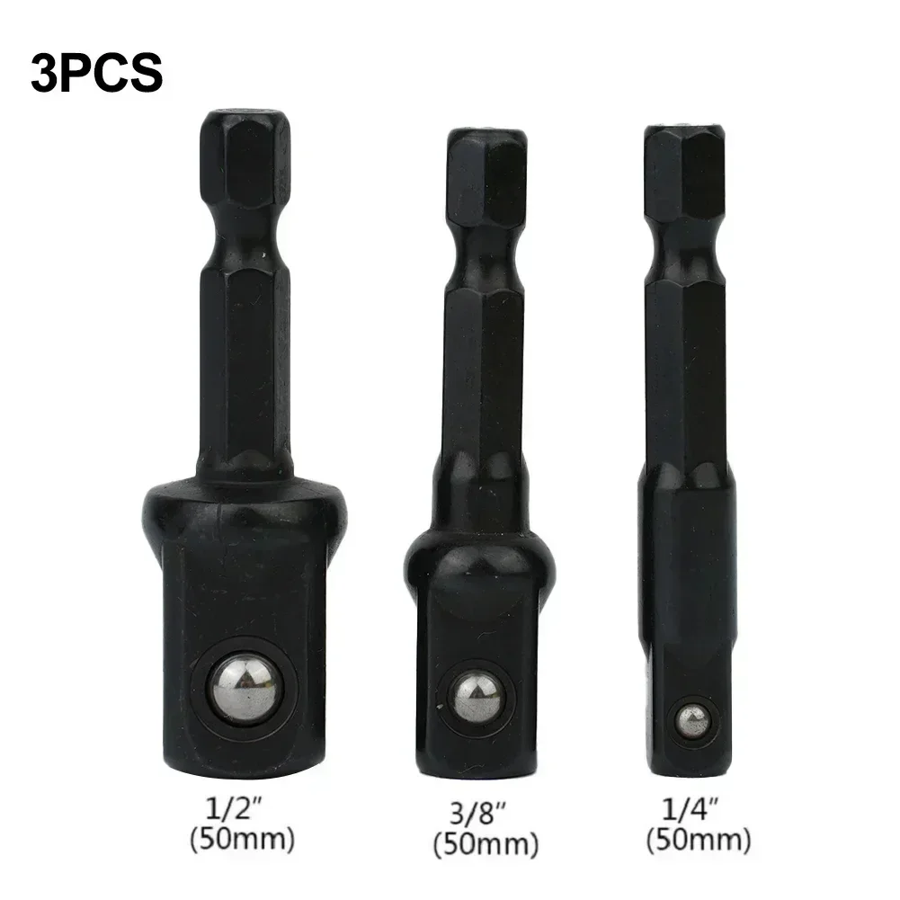3 pçs adaptador de soquete 1/4 3/8 1/2 Polegada porca driver soquetes hex haste extensão soquete broca adaptador para motorista